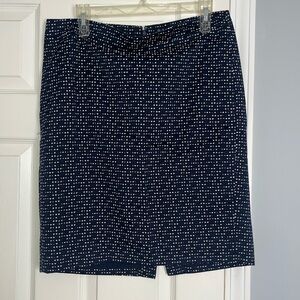 J. Crew Navy Blue and White Dotted Pencil Skirt